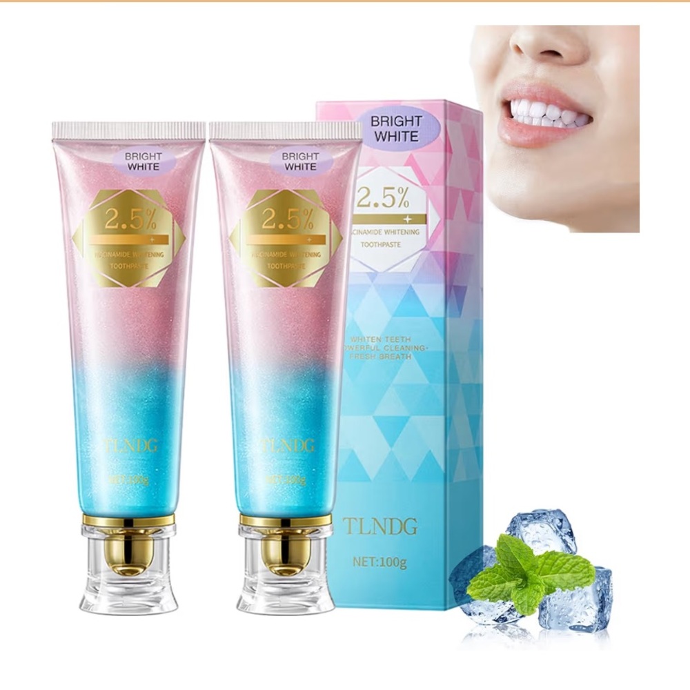 TLNDG Bright White 2.5% Whitening Toothpaste Bundle of 2